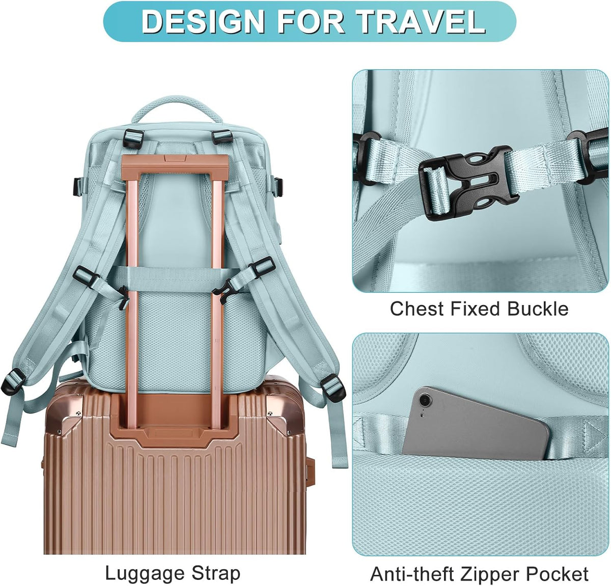 Travel Backpack Carry On Backpack Personal Item Travel Bag Mochila De Viaje Carry On Backpack For Airplanes Traveling Backpack For Women Gym Backpacks College Backpacks Sapphire Blue - Colors B