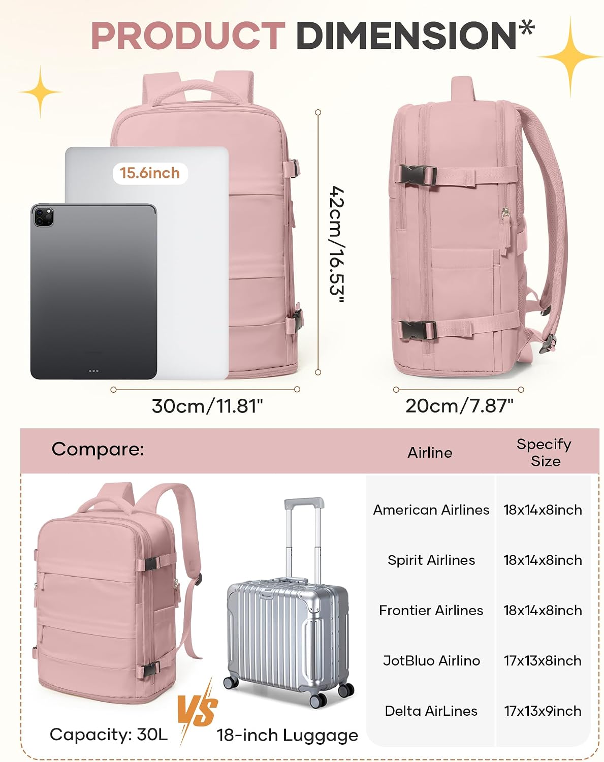 Travel Backpack Carry On Backpack Personal Item Travel Bag Mochila De Viaje Carry On Backpack For Airplanes Traveling Backpack For Women Gym Backpacks College Backpacks Sapphire Blue - Colors B