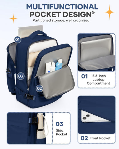 Travel Backpack Carry On Backpack Personal Item Travel Bag Mochila De Viaje Carry On Backpack For Airplanes Traveling Backpack For Women Gym Backpacks College Backpacks Sapphire Blue - Colors B