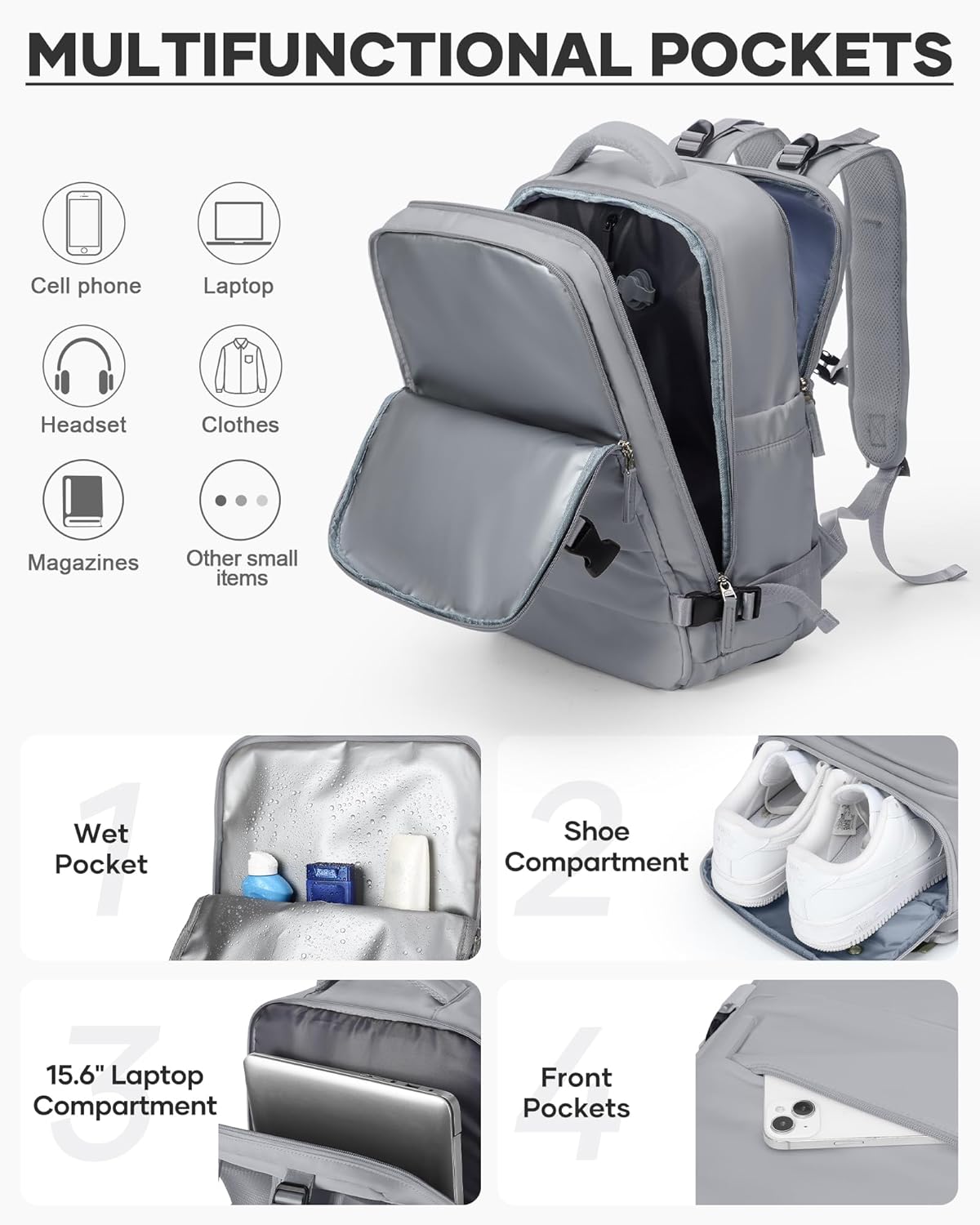 Travel Backpack Carry On Backpack Personal Item Travel Bag Mochila De Viaje Carry On Backpack For Airplanes Traveling Backpack For Women Gym Backpacks College Backpacks Sapphire Blue - Colors B