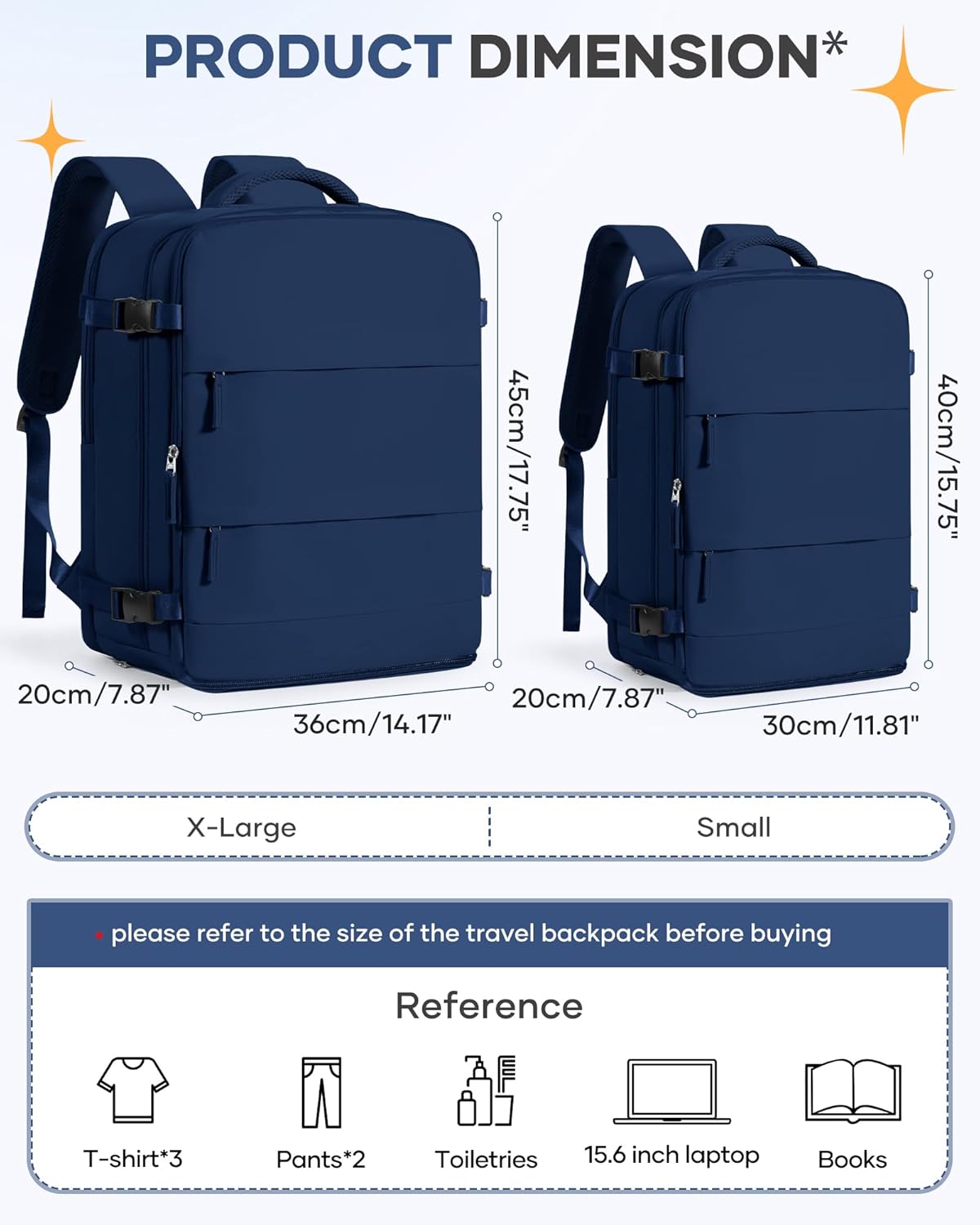 Travel Backpack Carry On Backpack Personal Item Travel Bag Mochila De Viaje Carry On Backpack For Airplanes Traveling Backpack For Women Gym Backpacks College Backpacks Sapphire Blue - Colors B