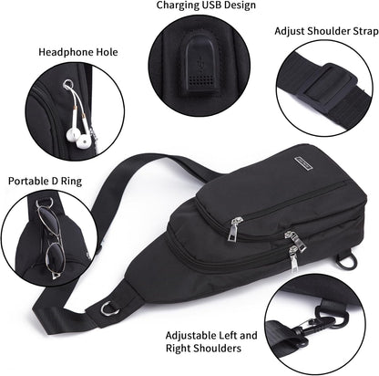 Small Sling Bag Crossbody for Men Women One Strap Shoulder Cross Body Bag Sling Backpack for Travel