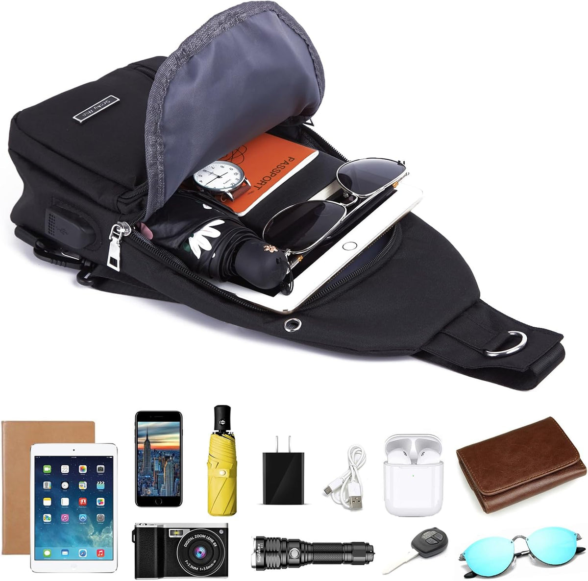 Small Sling Bag Crossbody for Men Women One Strap Shoulder Cross Body Bag Sling Backpack for Travel
