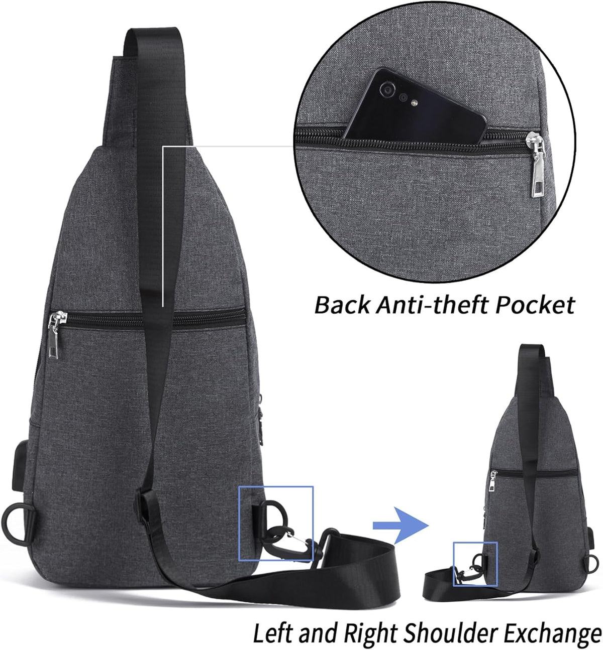 Small Sling Bag Crossbody for Men Women One Strap Shoulder Cross Body Bag Sling Backpack for Travel