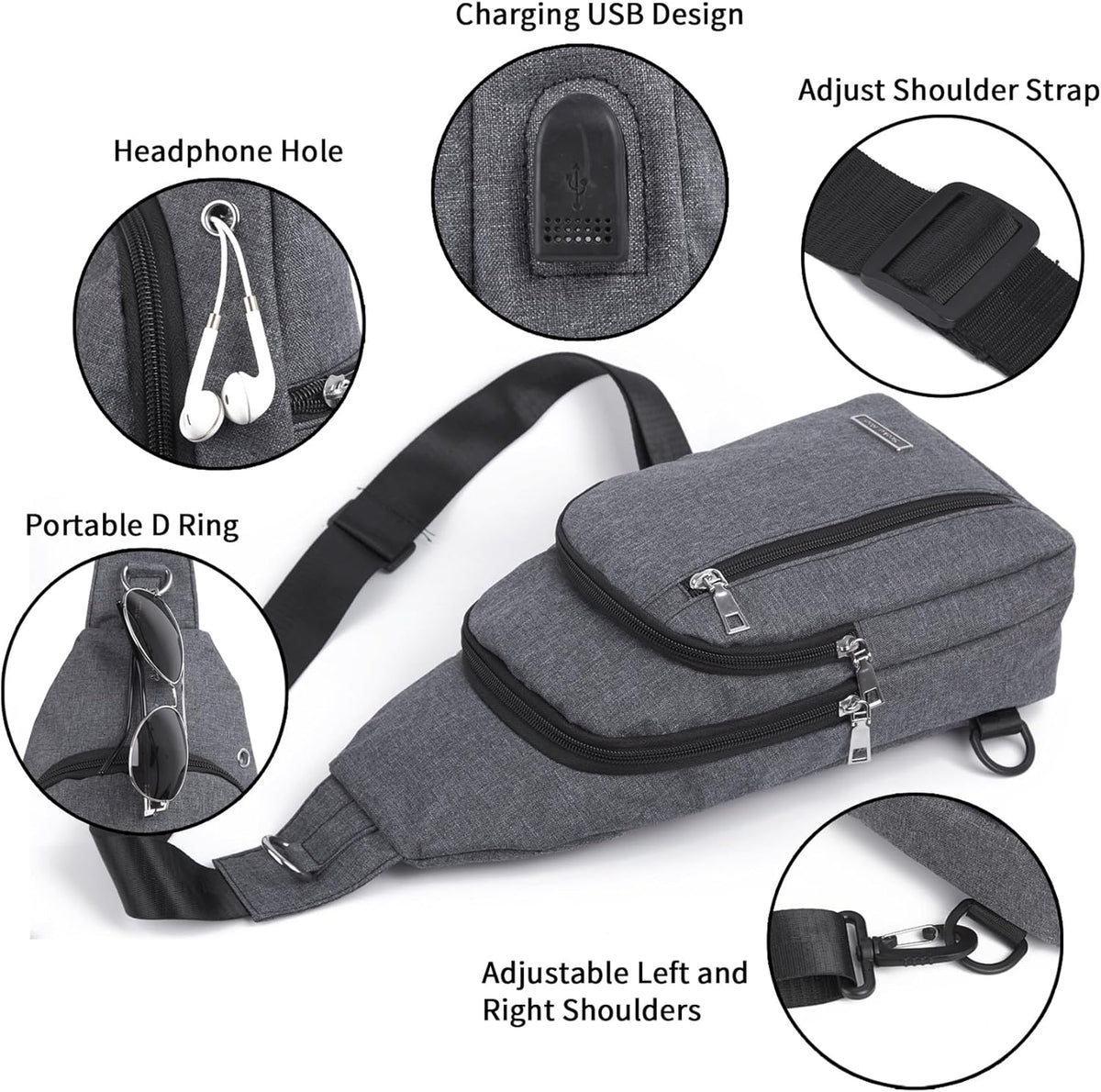 Small Sling Bag Crossbody for Men Women One Strap Shoulder Cross Body Bag Sling Backpack for Travel