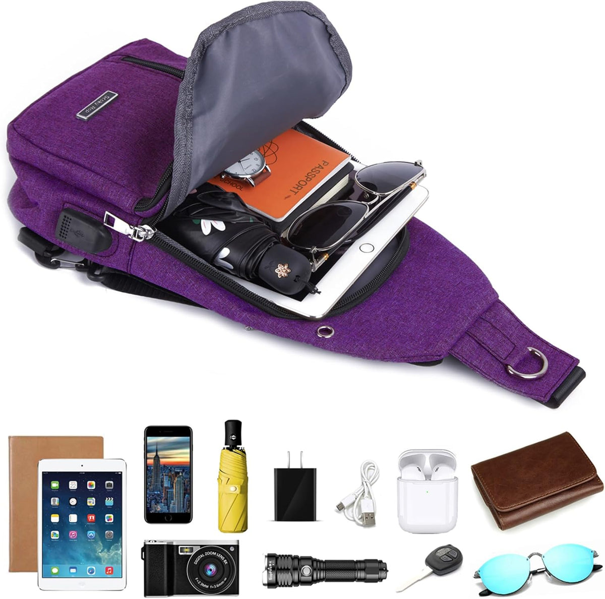 Small Sling Bag Crossbody for Men Women One Strap Shoulder Cross Body Bag Sling Backpack for Travel