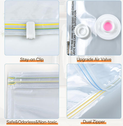 Travel Vacuum Storage Bag with Rechargeable Cordless Pump, 15 Pack Vacuum Seal Space Saver Bags for Clothing Clothes Luggage & Suitcase Compression Packing