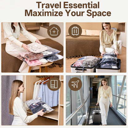 Travel Vacuum Storage Bag with Rechargeable Cordless Pump, 15 Pack Vacuum Seal Space Saver Bags for Clothing Clothes Luggage & Suitcase Compression Packing