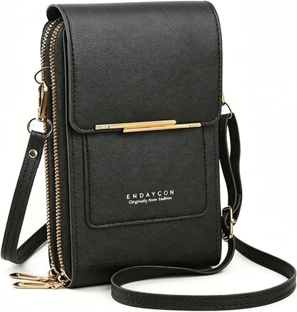 Touchscreen Phone Crossbody Bag with See-Through Window, Dual Zippers & Multi Card Slots, Cell Phone Purses