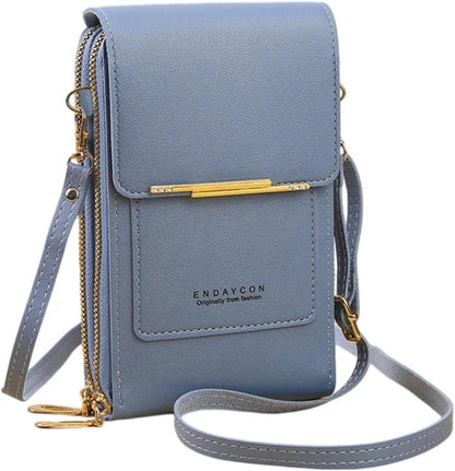 Touchscreen Phone Crossbody Bag with See-Through Window, Dual Zippers & Multi Card Slots, Cell Phone Purses