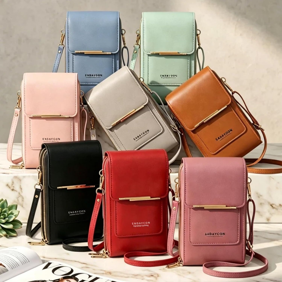 Touchscreen Phone Crossbody Bag with See-Through Window, Dual Zippers & Multi Card Slots, Cell Phone Purses
