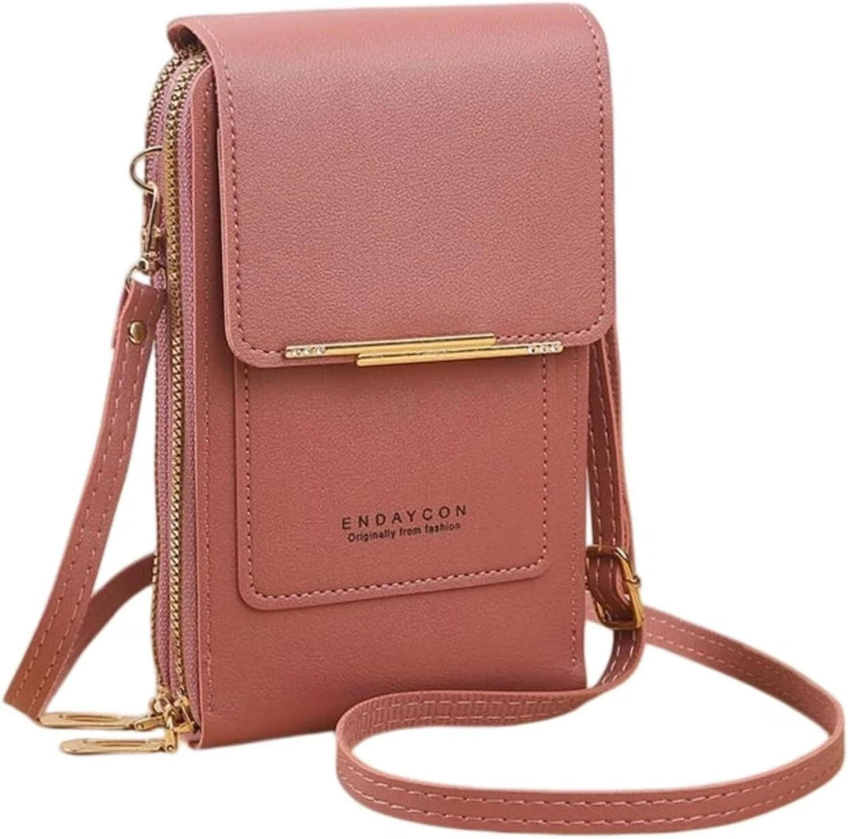Touchscreen Phone Crossbody Bag with See-Through Window, Dual Zippers & Multi Card Slots, Cell Phone Purses