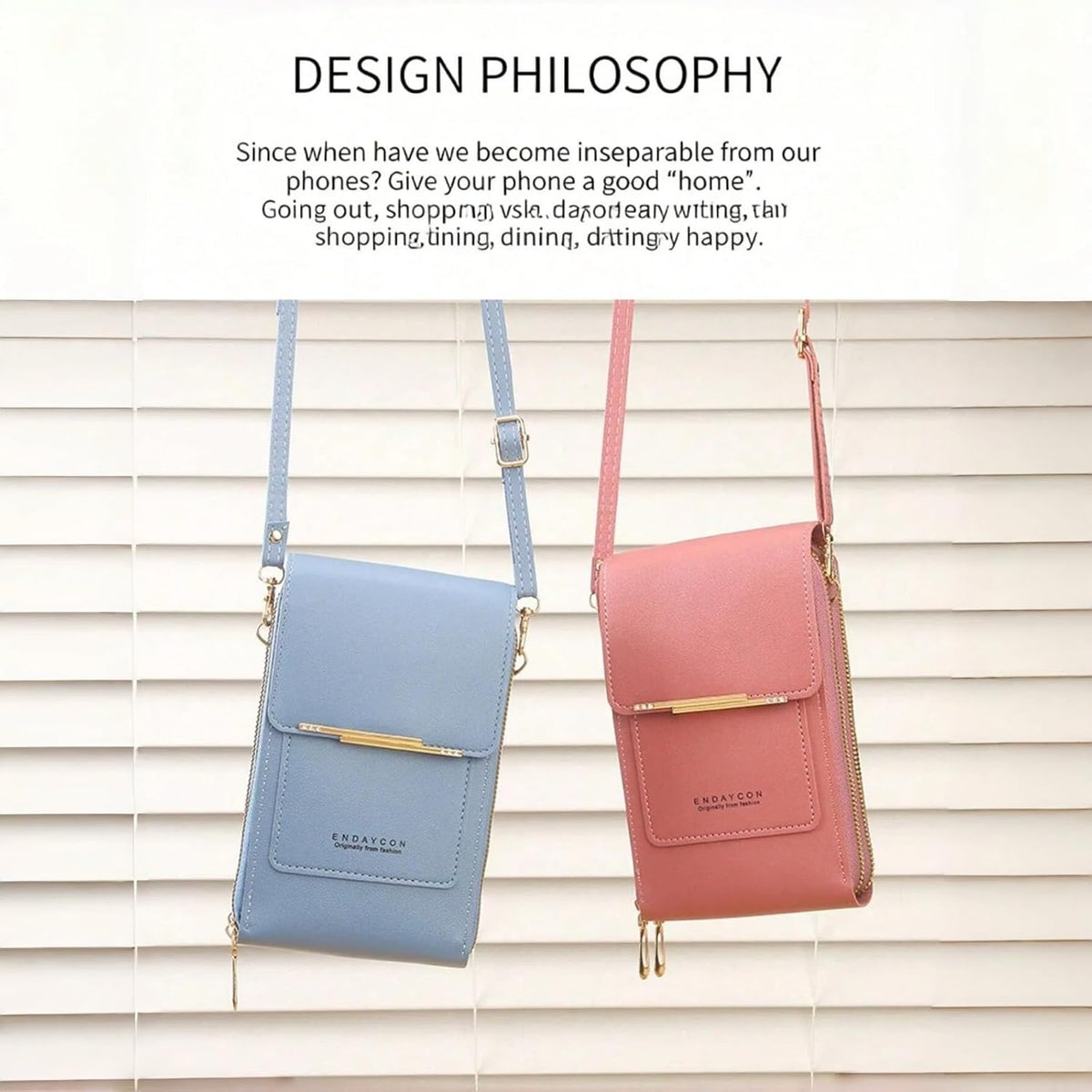 Touchscreen Phone Crossbody Bag with See-Through Window, Dual Zippers & Multi Card Slots, Cell Phone Purses