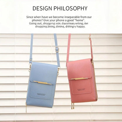 Touchscreen Phone Crossbody Bag with See-Through Window, Dual Zippers & Multi Card Slots, Cell Phone Purses