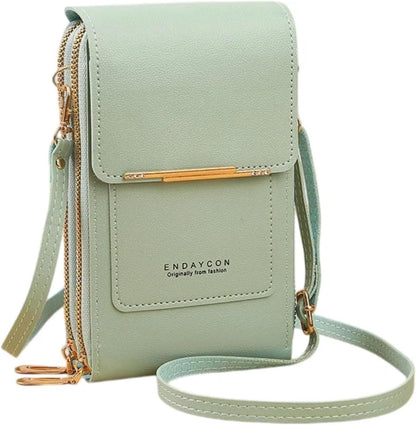 Touchscreen Phone Crossbody Bag with See-Through Window, Dual Zippers & Multi Card Slots, Cell Phone Purses
