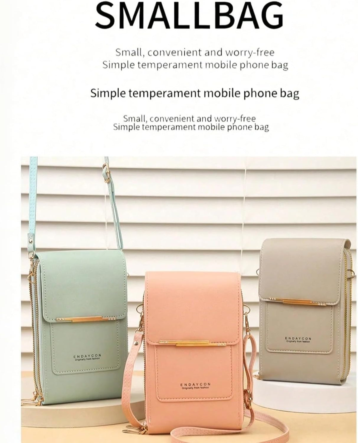 Touchscreen Phone Crossbody Bag with See-Through Window, Dual Zippers & Multi Card Slots, Cell Phone Purses