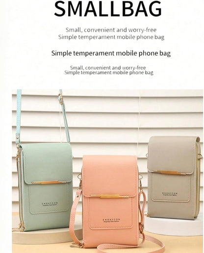 Touchscreen Phone Crossbody Bag with See-Through Window, Dual Zippers & Multi Card Slots, Cell Phone Purses