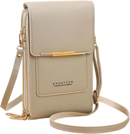 Touchscreen Phone Crossbody Bag with See-Through Window, Dual Zippers & Multi Card Slots, Cell Phone Purses