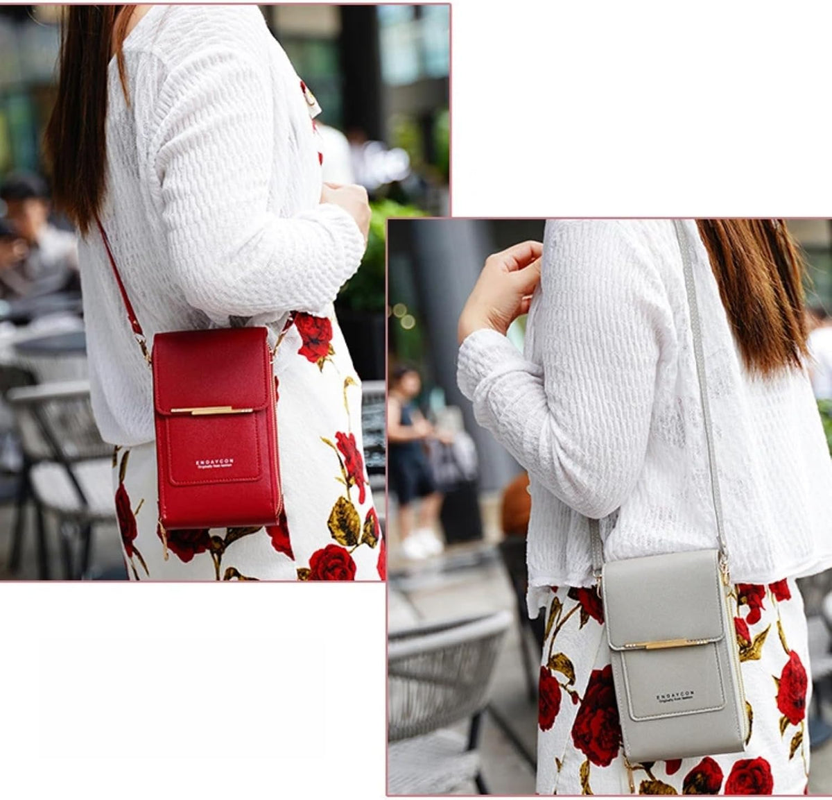 Touchscreen Phone Crossbody Bag with See-Through Window, Dual Zippers & Multi Card Slots, Cell Phone Purses