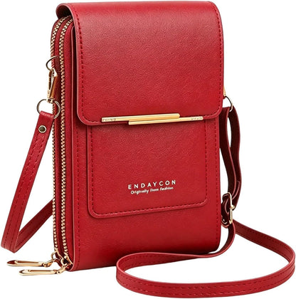 Touchscreen Phone Crossbody Bag with See-Through Window, Dual Zippers & Multi Card Slots, Cell Phone Purses