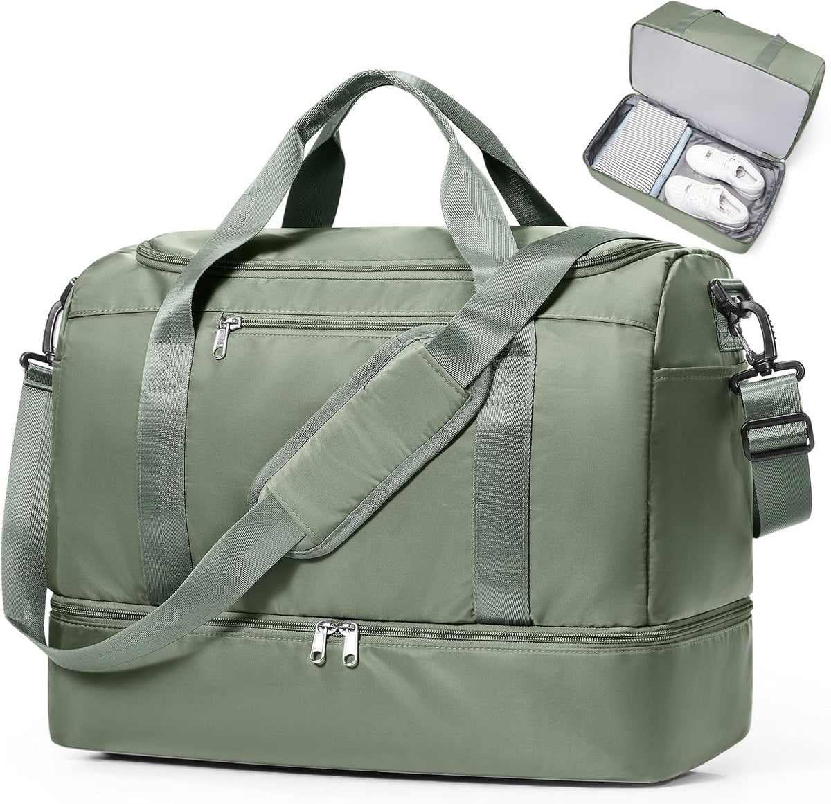 Travel Duffel Bag,Carry-On Overnight Weekender Bags with Shoes Compartment | Travel Bag with Wet Pocket & Luggage Sleeve, For Spirit Airlines 18x14x8 Personal Item Bag,Small,Black & Brown