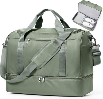 Travel Duffel Bag,Carry-On Overnight Weekender Bags with Shoes Compartment | Travel Bag with Wet Pocket & Luggage Sleeve, For Spirit Airlines 18x14x8 Personal Item Bag,Small,Black & Brown