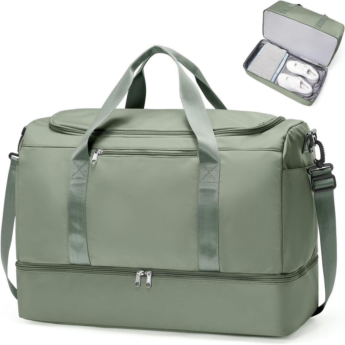 Travel Duffel Bag,Carry-On Overnight Weekender Bags with Shoes Compartment | Travel Bag with Wet Pocket & Luggage Sleeve, For Spirit Airlines 18x14x8 Personal Item Bag,Small,Black & Brown