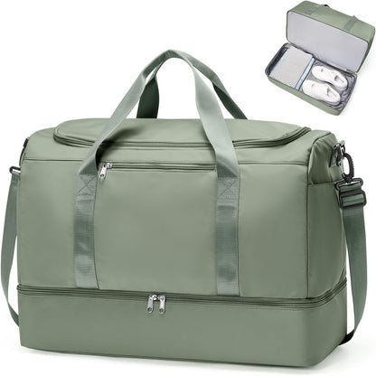 Travel Duffel Bag,Carry-On Overnight Weekender Bags with Shoes Compartment | Travel Bag with Wet Pocket & Luggage Sleeve, For Spirit Airlines 18x14x8 Personal Item Bag,Small,Black & Brown