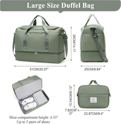 Travel Duffel Bag,Carry-On Overnight Weekender Bags with Shoes Compartment | Travel Bag with Wet Pocket & Luggage Sleeve, For Spirit Airlines 18x14x8 Personal Item Bag,Small,Black & Brown