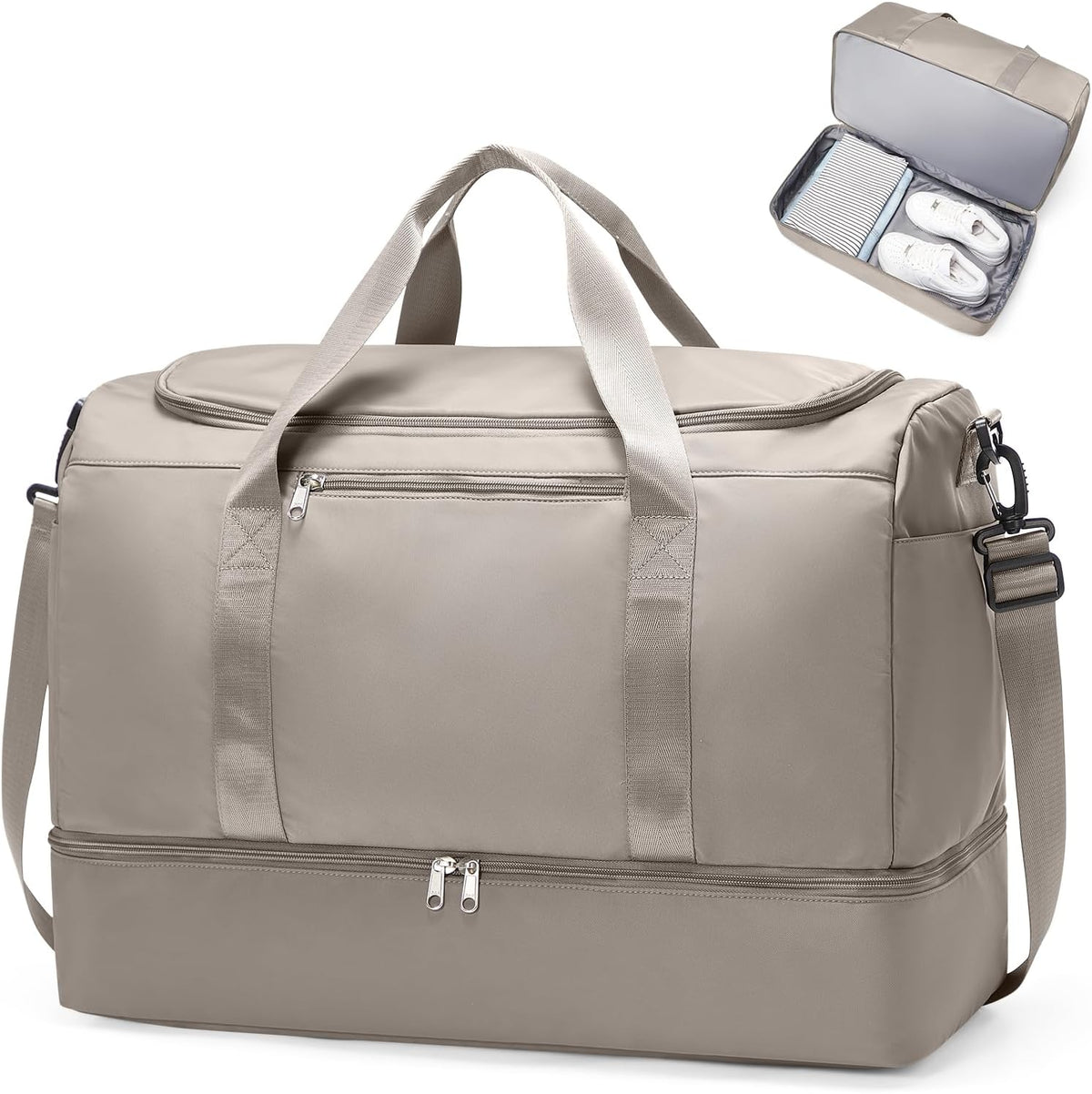 Travel Duffel Bag,Carry-On Overnight Weekender Bags with Shoes Compartment | Travel Bag with Wet Pocket & Luggage Sleeve, For Spirit Airlines 18x14x8 Personal Item Bag,Small,Black & Brown