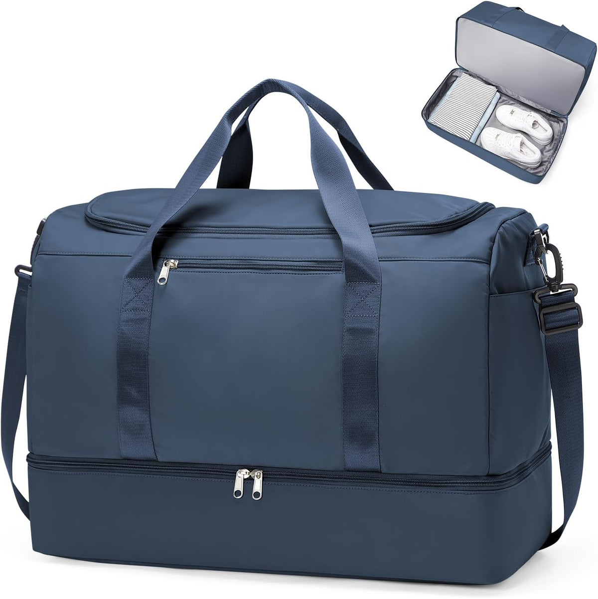 Travel Duffel Bag,Carry-On Overnight Weekender Bags with Shoes Compartment | Travel Bag with Wet Pocket & Luggage Sleeve, For Spirit Airlines 18x14x8 Personal Item Bag,Small,Black & Brown