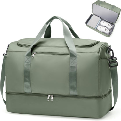 Travel Duffel Bag,Carry-On Overnight Weekender Bags with Shoes Compartment | Travel Bag with Wet Pocket & Luggage Sleeve, For Spirit Airlines 18x14x8 Personal Item Bag,Small,Black & Brown