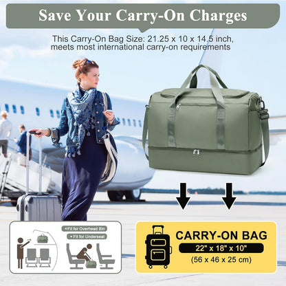 Travel Duffel Bag,Carry-On Overnight Weekender Bags with Shoes Compartment | Travel Bag with Wet Pocket & Luggage Sleeve, For Spirit Airlines 18x14x8 Personal Item Bag,Small,Black & Brown
