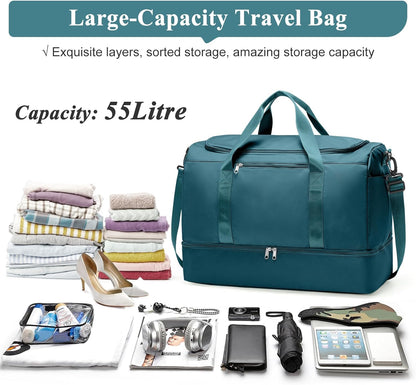 Travel Duffel Bag,Carry-On Overnight Weekender Bags with Shoes Compartment | Travel Bag with Wet Pocket & Luggage Sleeve, For Spirit Airlines 18x14x8 Personal Item Bag,Small,Black & Brown