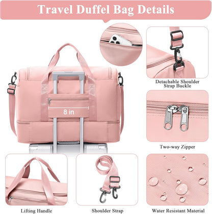 Travel Duffel Bag,Carry-On Overnight Weekender Bags with Shoes Compartment | Travel Bag with Wet Pocket & Luggage Sleeve, For Spirit Airlines 18x14x8 Personal Item Bag,Small,Black & Brown