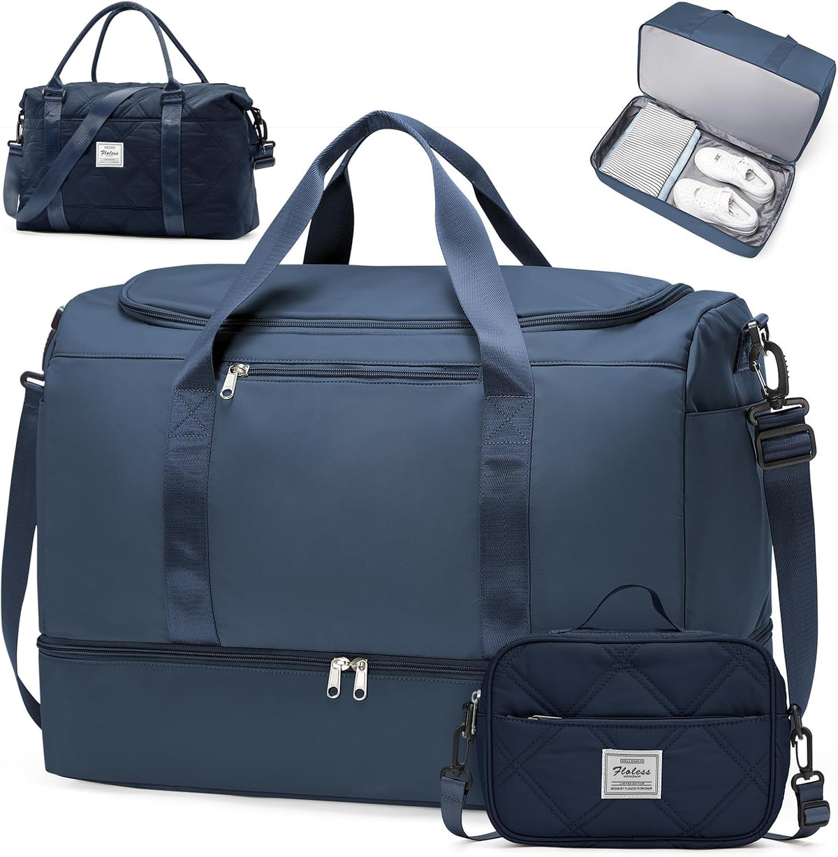 Travel Duffel Bag,Carry-On Overnight Weekender Bags with Shoes Compartment | Travel Bag with Wet Pocket & Luggage Sleeve, For Spirit Airlines 18x14x8 Personal Item Bag,Small,Black & Brown