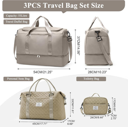 Travel Duffel Bag,Carry-On Overnight Weekender Bags with Shoes Compartment | Travel Bag with Wet Pocket & Luggage Sleeve, For Spirit Airlines 18x14x8 Personal Item Bag,Small,Black & Brown