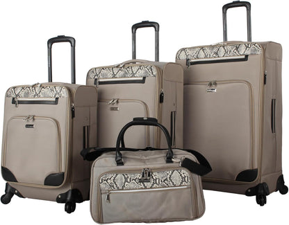 Carry On Luggage with Spinner Wheels Expandable Soft Small Suitcase, Khaki