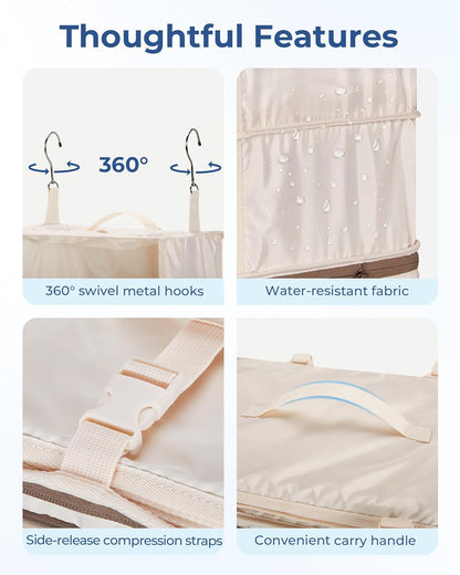 Hanging Packing Cubes for Travel, Hanging Shelves for Suitcases Organizers, Wet Dry Bags 5 Pack, Travel Bags Reusable for Swimsuits (Candy Pink)