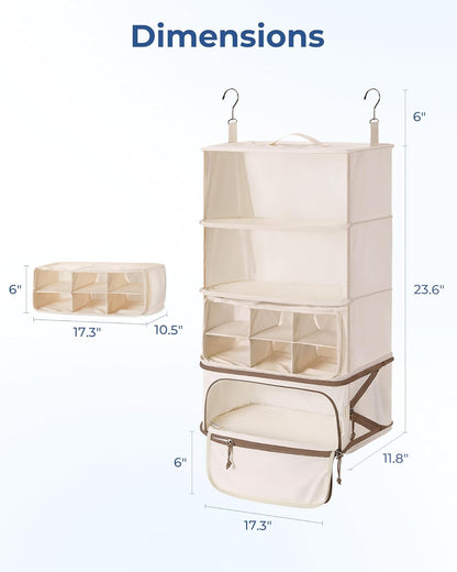 Hanging Packing Cubes for Travel, Hanging Shelves for Suitcases Organizers, Wet Dry Bags 5 Pack, Travel Bags Reusable for Swimsuits (Candy Pink)