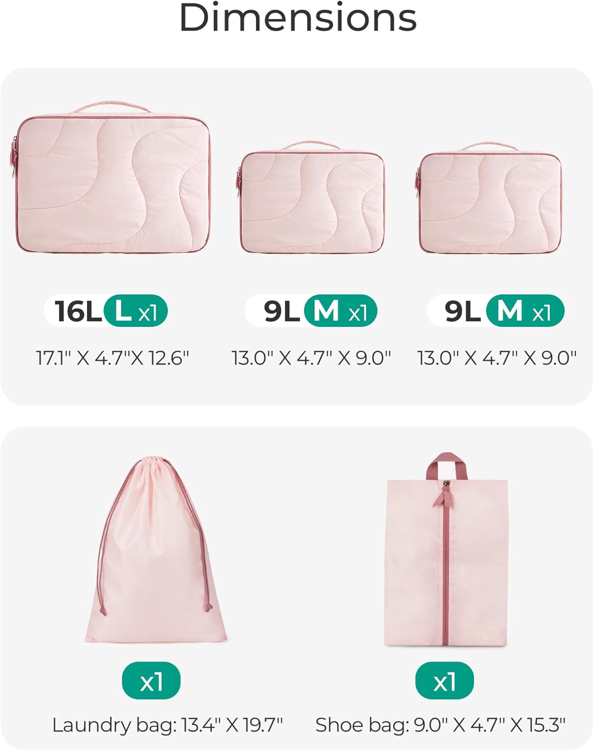 Hanging Packing Cubes for Travel, Hanging Shelves for Suitcases Organizers, Wet Dry Bags 5 Pack, Travel Bags Reusable for Swimsuits (Candy Pink)