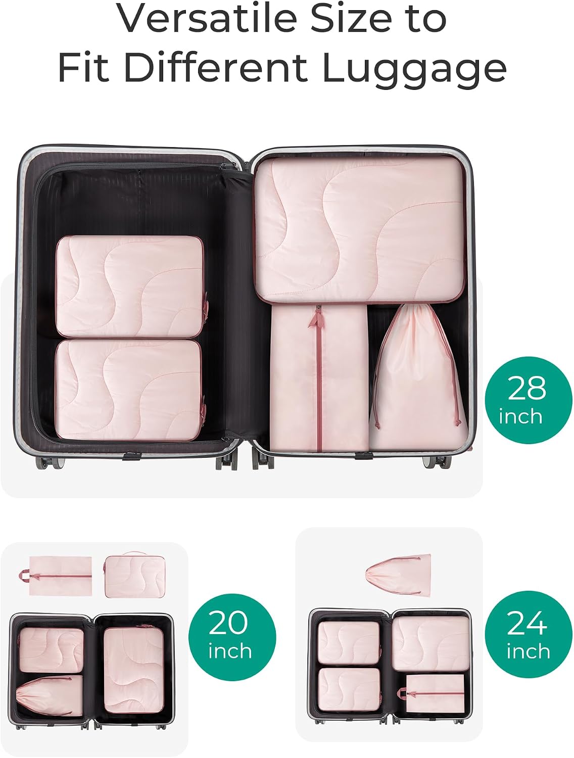 Hanging Packing Cubes for Travel, Hanging Shelves for Suitcases Organizers, Wet Dry Bags 5 Pack, Travel Bags Reusable for Swimsuits (Candy Pink)