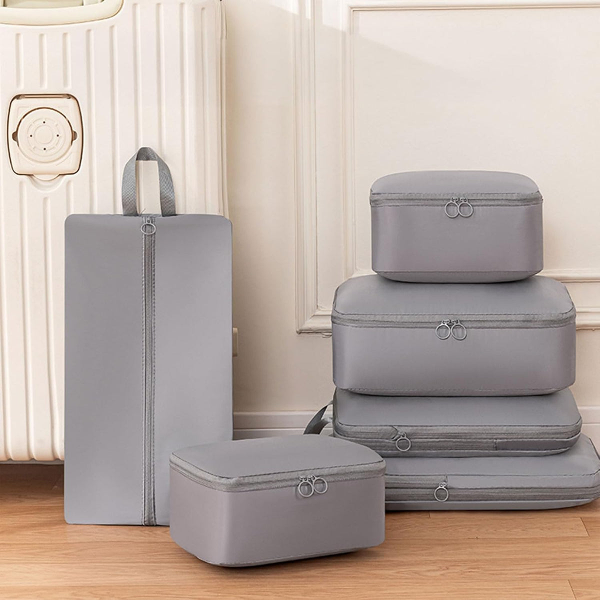 Personalized Packing Cubes Set of 6 with Custom Name, Travel Organizer Bags for Suitcase, Lightweight Luggage Storage Cubes for Clothes Shoes Toiletries, Travel Essentials