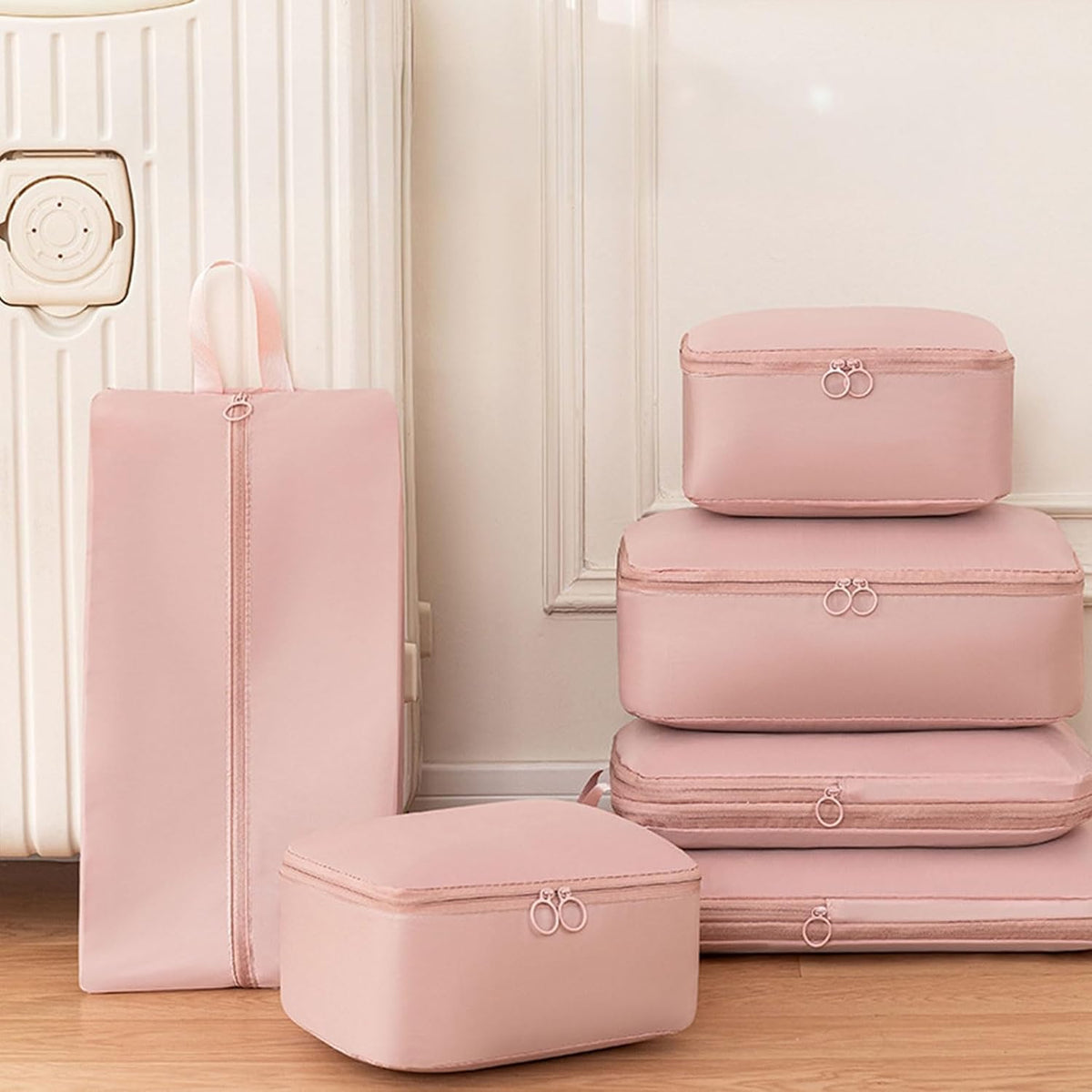 Personalized Packing Cubes Set of 6 with Custom Name, Travel Organizer Bags for Suitcase, Lightweight Luggage Storage Cubes for Clothes Shoes Toiletries, Travel Essentials