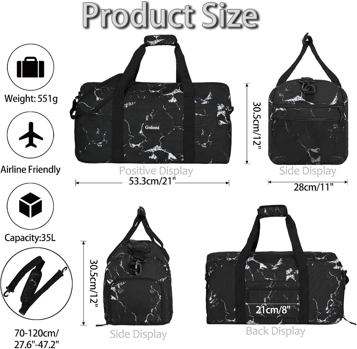 Goloni Cute Duffle Bag for Women, Gym Bag with Shoe Compartment, Lightweight Weekend Travel Duffel Bag,Overnight Bag with Wet Pocket