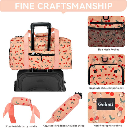 Goloni Cute Duffle Bag for Women, Gym Bag with Shoe Compartment, Lightweight Weekend Travel Duffel Bag,Overnight Bag with Wet Pocket