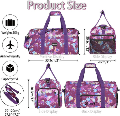 Goloni Cute Duffle Bag for Women, Gym Bag with Shoe Compartment, Lightweight Weekend Travel Duffel Bag,Overnight Bag with Wet Pocket