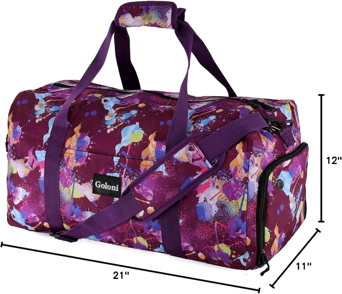 Goloni Cute Duffle Bag for Women, Gym Bag with Shoe Compartment, Lightweight Weekend Travel Duffel Bag,Overnight Bag with Wet Pocket