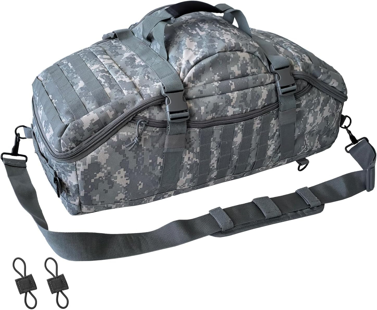 65L Large Duffle Bag, 3-in-1 Tactical Backpack MOLLE Pack for Sports, Gym, Outdoor, Black