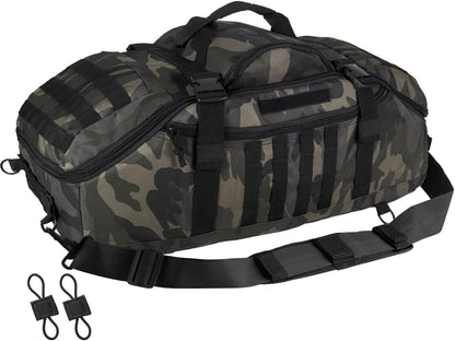 65L Large Duffle Bag, 3-in-1 Tactical Backpack MOLLE Pack for Sports, Gym, Outdoor, Black